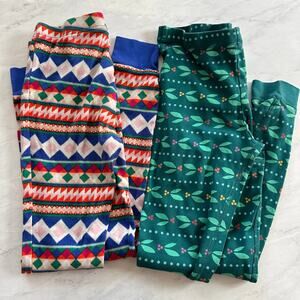 Primary Old Navy girls pajama holiday pants sz 12 green fair isle pair of 2 pj's